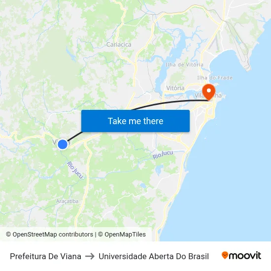 Prefeitura De Viana to Universidade Aberta Do Brasil map