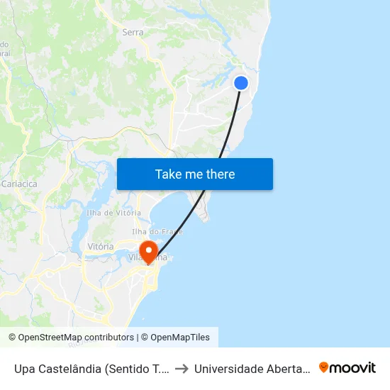 Upa Castelândia (Sentido T. Jacaraípe) to Universidade Aberta Do Brasil map