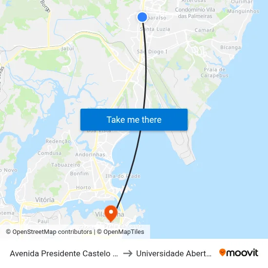 Avenida Presidente Castelo Branco, 3338 to Universidade Aberta Do Brasil map