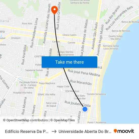 Edifício Reserva Da Praia to Universidade Aberta Do Brasil map