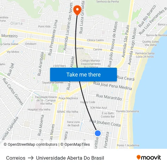 Correios to Universidade Aberta Do Brasil map