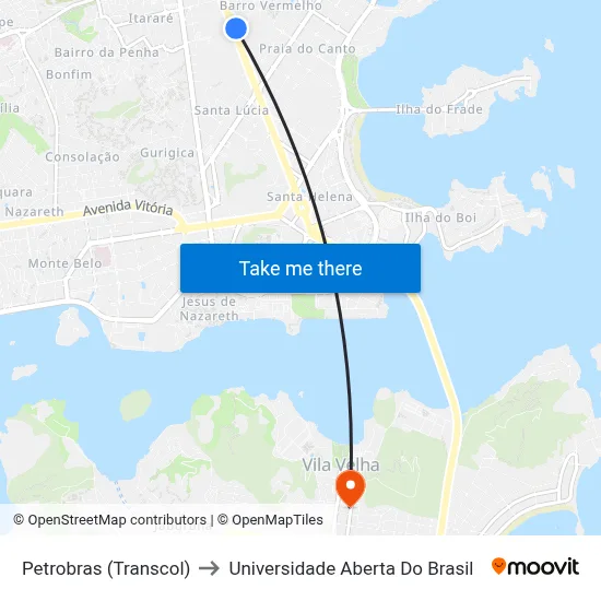 Petrobras (Transcol) to Universidade Aberta Do Brasil map