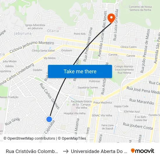 Rua Cristóvão Colombo, 834 to Universidade Aberta Do Brasil map