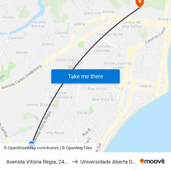 Avenida Vitória Régia, 2462-2516 to Universidade Aberta Do Brasil map
