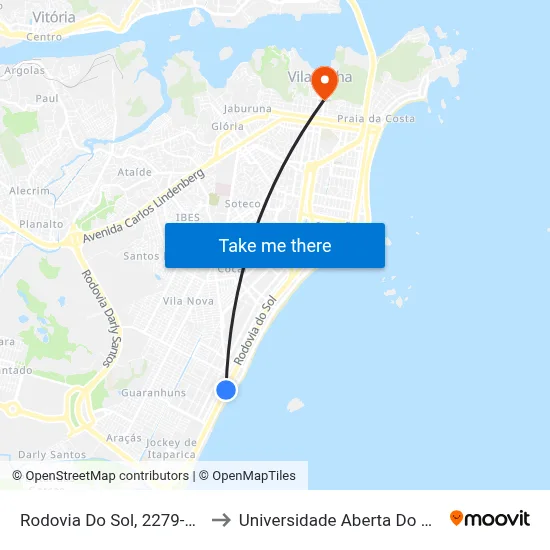 Rodovia Do Sol, 2279-2519 to Universidade Aberta Do Brasil map