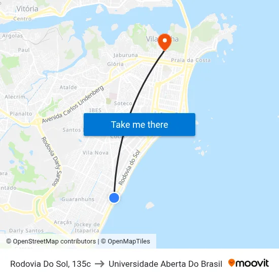 Rodovia Do Sol, 135c to Universidade Aberta Do Brasil map