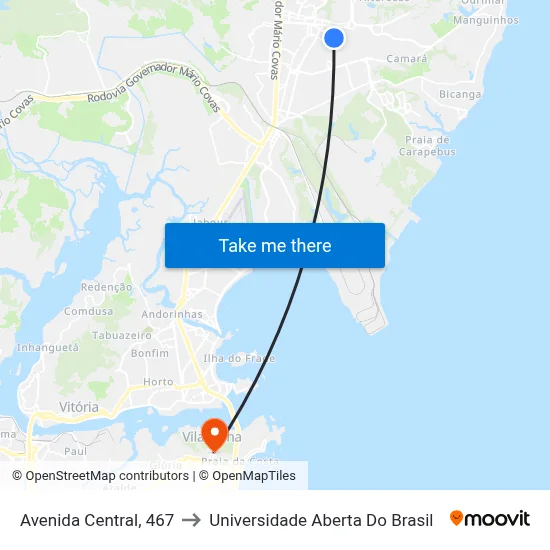 Avenida Central, 467 to Universidade Aberta Do Brasil map