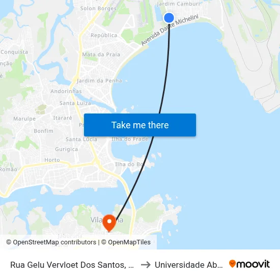 Rua Gelu Vervloet Dos Santos, 2804 - Jardim Camburi to Universidade Aberta Do Brasil map