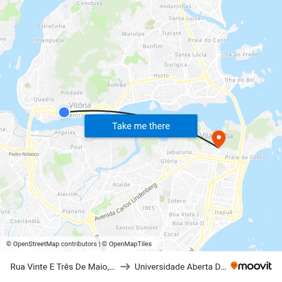 Rua Vinte E Três De Maio, 224-346 to Universidade Aberta Do Brasil map