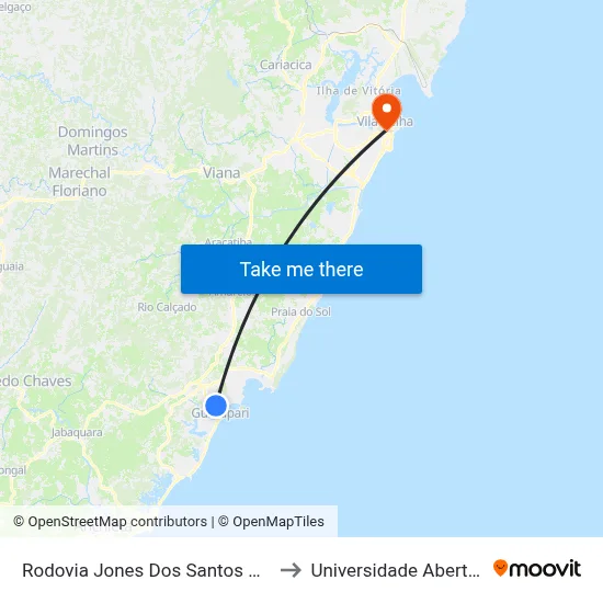 Rodovia Jones Dos Santos Neves, 550-660 to Universidade Aberta Do Brasil map