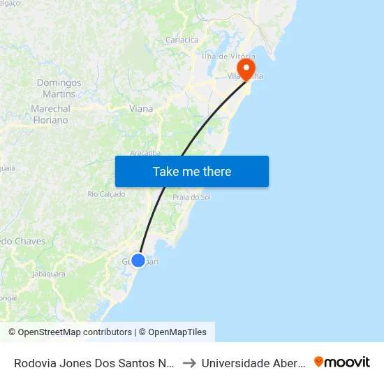 Rodovia Jones Dos Santos Neves, 1234-1308 to Universidade Aberta Do Brasil map