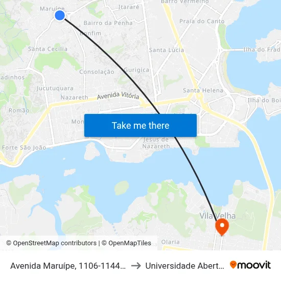 Avenida Maruípe, 1106-1144 - Santa Cecília to Universidade Aberta Do Brasil map