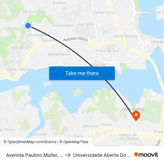 Avenida Paulino Muller, 1351 to Universidade Aberta Do Brasil map