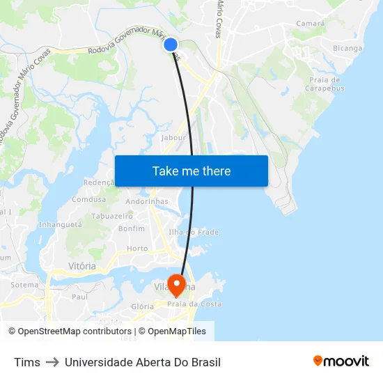 Tims to Universidade Aberta Do Brasil map