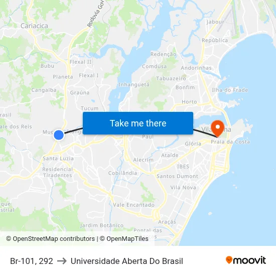 Br-101, 292 to Universidade Aberta Do Brasil map