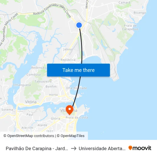 Pavilhão De Carapina - Jardim Carapina to Universidade Aberta Do Brasil map