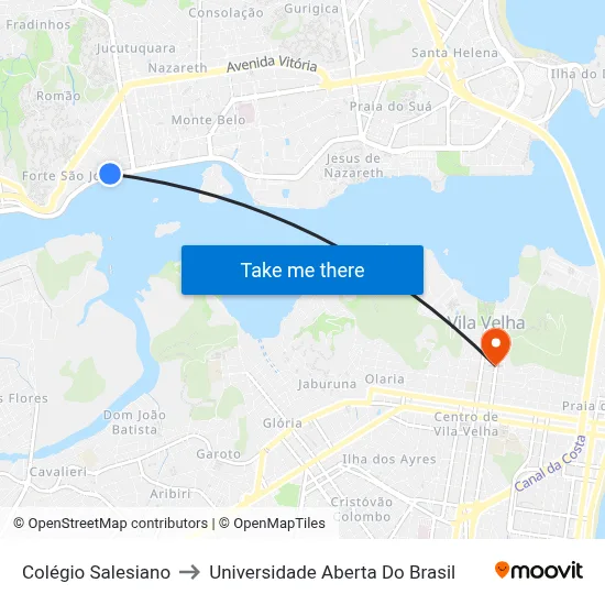 Colégio Salesiano to Universidade Aberta Do Brasil map