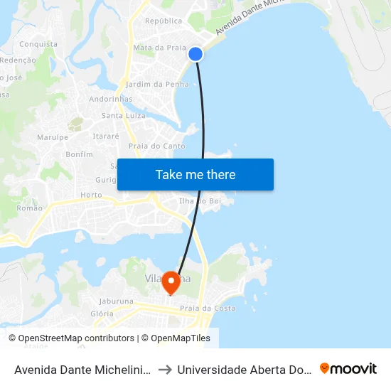 Avenida Dante Michelini, 1213 to Universidade Aberta Do Brasil map