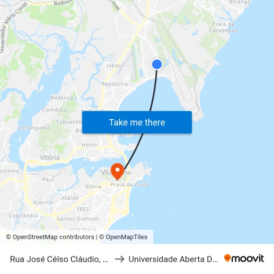 Rua José Célso Cláudio, 796-856 to Universidade Aberta Do Brasil map