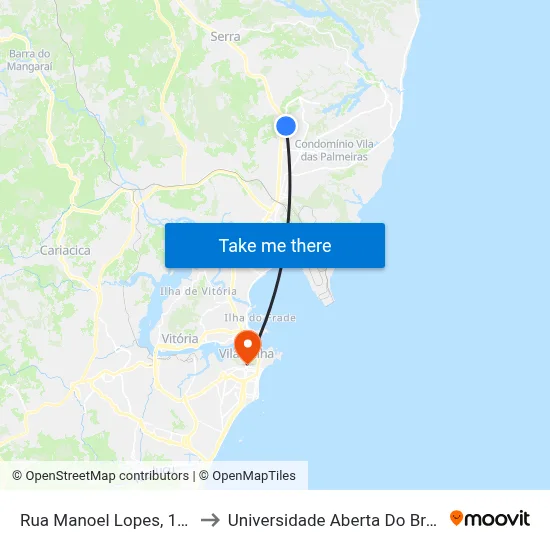 Rua Manoel Lopes, 1-11 to Universidade Aberta Do Brasil map
