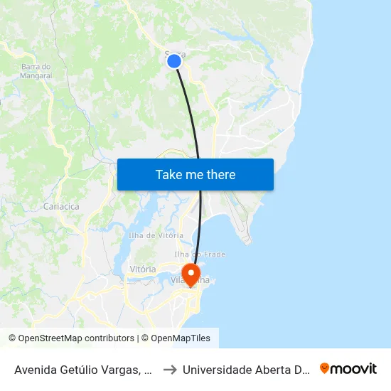 Avenida Getúlio Vargas, 237-353 to Universidade Aberta Do Brasil map
