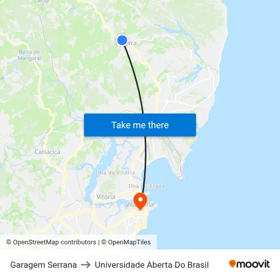 Garagem Serrana to Universidade Aberta Do Brasil map