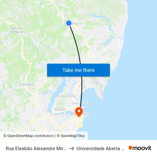 Rua Elesbão Alexandre Miranda, 543 to Universidade Aberta Do Brasil map