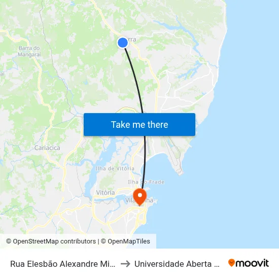 Rua Elesbão Alexandre Miranda, 23 to Universidade Aberta Do Brasil map