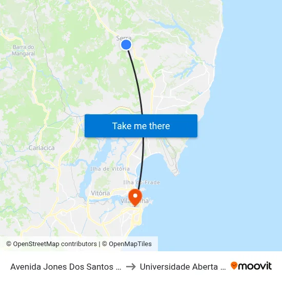 Avenida Jones Dos Santos Neves, 397 to Universidade Aberta Do Brasil map