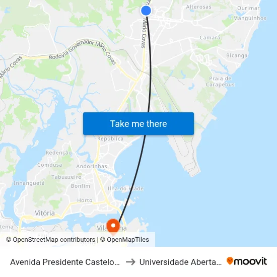 Avenida Presidente Castelo Branco, 285 to Universidade Aberta Do Brasil map