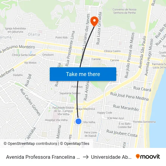 Avenida Professora Francelina Carneiro Setúbal, 296 to Universidade Aberta Do Brasil map