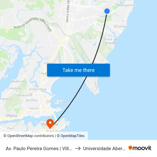 Av. Paulo Pereira Gomes | Villagio Manguinhos to Universidade Aberta Do Brasil map