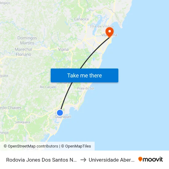 Rodovia Jones Dos Santos Neves, 4091-4183 to Universidade Aberta Do Brasil map