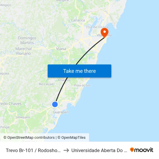 Trevo Br-101 / Rodoshopping to Universidade Aberta Do Brasil map