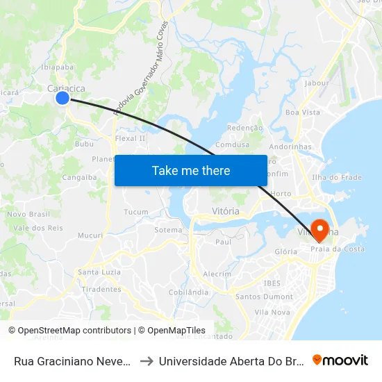 Rua Graciniano Neves, 2 to Universidade Aberta Do Brasil map