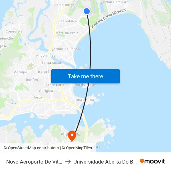 Novo Aeroporto De Vitória to Universidade Aberta Do Brasil map