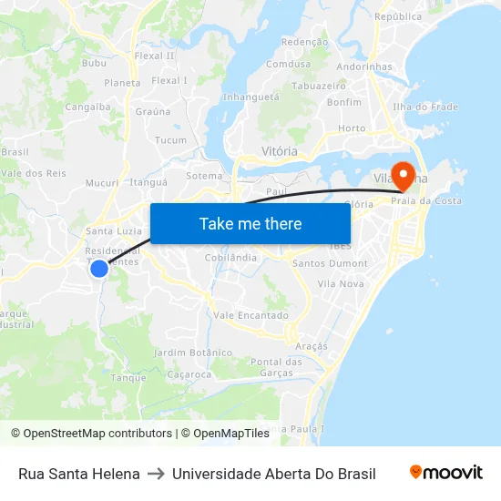 Rua Santa Helena to Universidade Aberta Do Brasil map