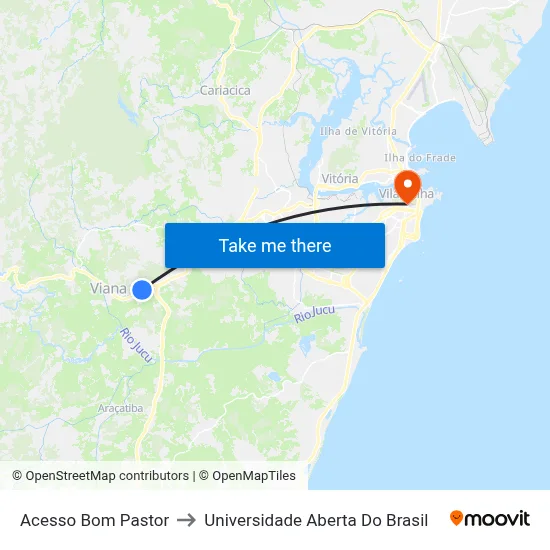 Acesso Bom Pastor to Universidade Aberta Do Brasil map