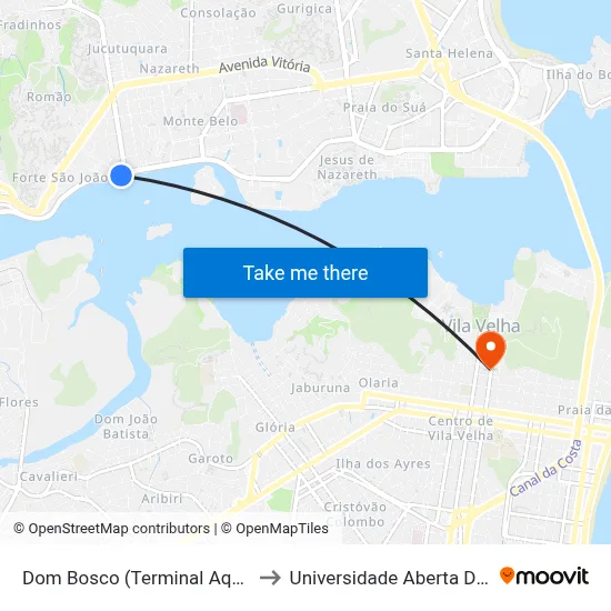 Dom Bosco (Terminal Aquaviário) to Universidade Aberta Do Brasil map