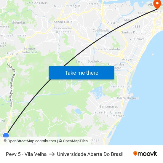 Pevv 5 - Vila Velha to Universidade Aberta Do Brasil map