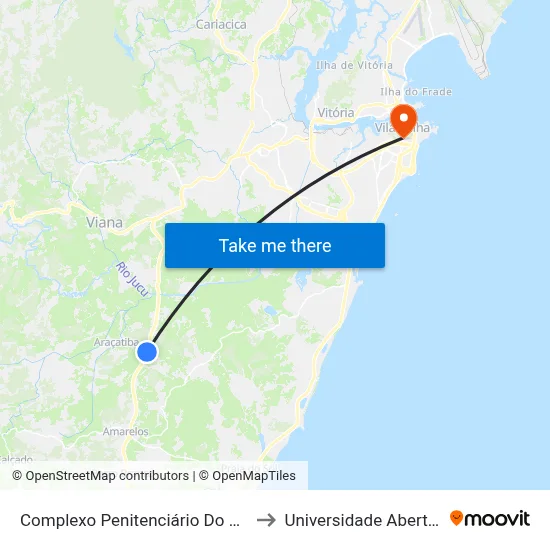 Complexo Penitenciário Do Xuri - Vila Velha to Universidade Aberta Do Brasil map