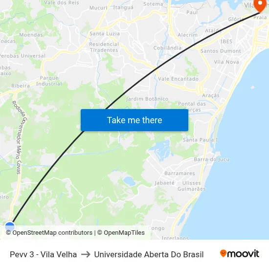 Pevv 3 - Vila Velha to Universidade Aberta Do Brasil map