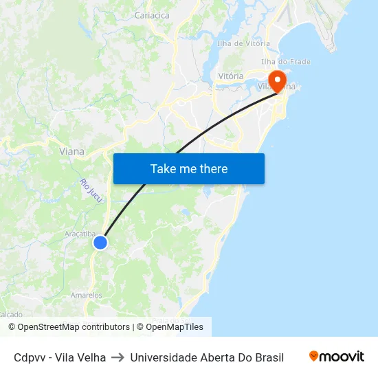 Cdpvv - Vila Velha to Universidade Aberta Do Brasil map