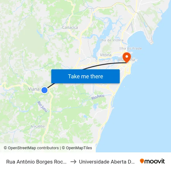 Rua Antônio Borges Rocha, 213 to Universidade Aberta Do Brasil map