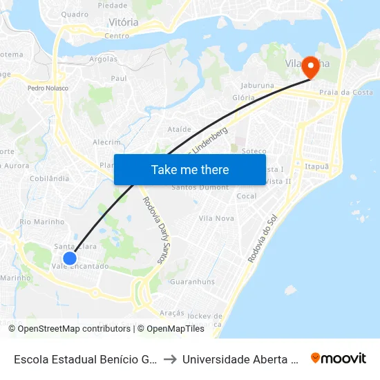 Escola Estadual Benício Gonçalves to Universidade Aberta Do Brasil map