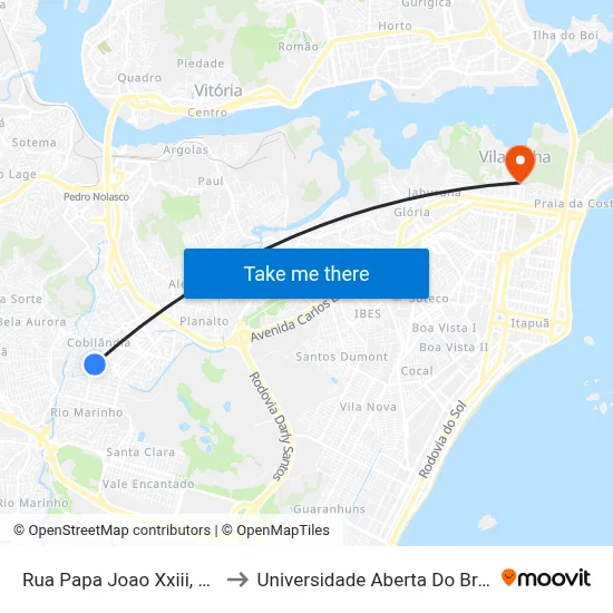 Rua Papa Joao Xxiii, 580 to Universidade Aberta Do Brasil map