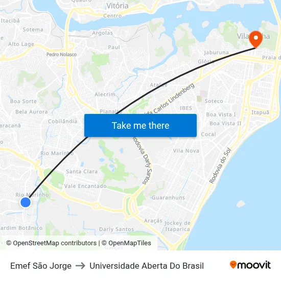 Emef São Jorge to Universidade Aberta Do Brasil map