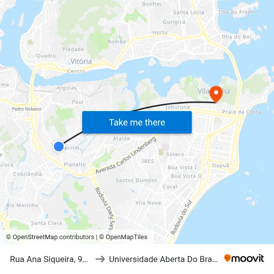 Rua Ana Siqueira, 926 to Universidade Aberta Do Brasil map