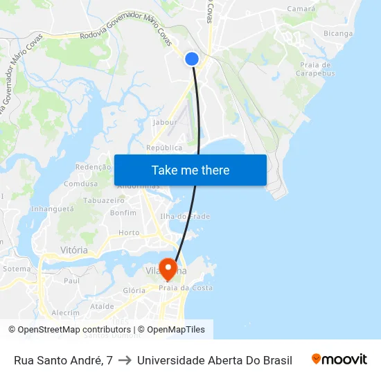 Rua Santo André, 7 to Universidade Aberta Do Brasil map