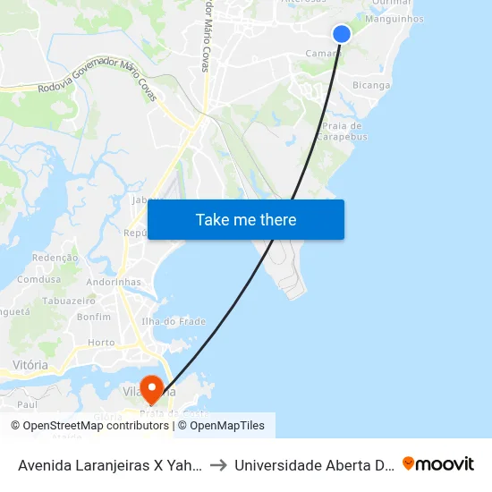 Avenida Laranjeiras X Yahoo (Ifes) to Universidade Aberta Do Brasil map
